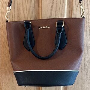 Calvin Klein Brown and Black Totes Leather Collection